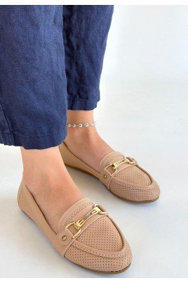 Kadın Babet Ayakkabı Nude Cilt Rahat Düz Taban Günlük
