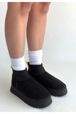 Kadın Bot Siyah Süet Kısa Bot Rahat Taban Günlük Kullanım