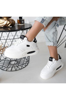 Kadın Sneaker Siyah Cilt Bağcıklı Günlük Spor Ayakkabı