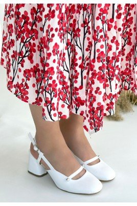 Jecci Beyaz Cilt Topuklu Ayakkabı