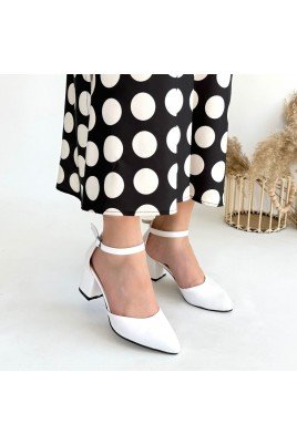 Mulen Beyaz Cilt Topuklu Ayakkabı