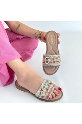 Kadın Terlik Renkli Hasır Dokuma Günlük Yazlık Rahat