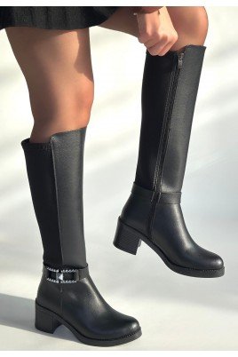 Emrat Siyah Cilt Topuklu Çizme