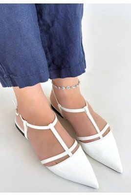 Canca Beyaz Rugan Babet Ayakkabı