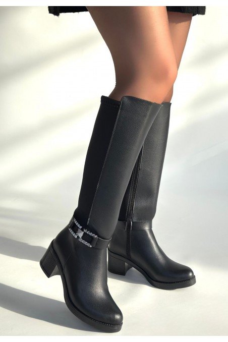 Emrat Siyah Cilt Topuklu Çizme