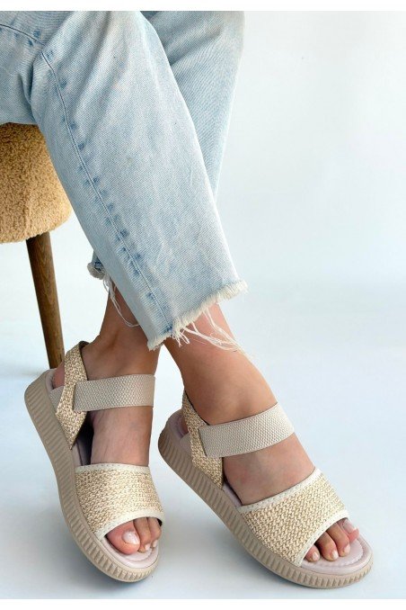 Kadın Sandalet Bej Cilt Yazlık Günlük Rahat Taban