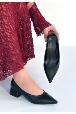 Kadın Topuklu Ayakkabı Siyah Cilt Ofis & Günlük Şık
