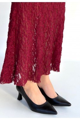 Kadın Topuklu Ayakkabı Siyah Cilt Ofis & Günlük Şık