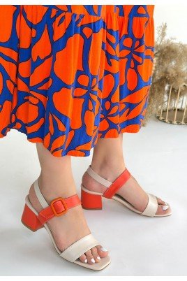 Kadın Topuklu Ayakkabı Bej Cilt Ofis & Günlük Şık