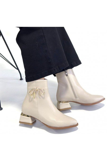 Harly Bej Cilt Topuklu Bot