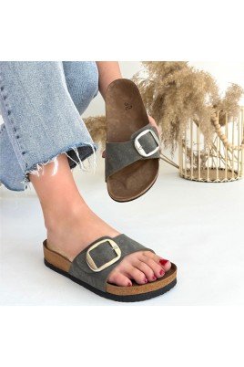 Kadın Terlik Yeşil Nubuk Günlük Yazlık Rahat