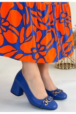 Lucky Mavi Cilt Topuklu Ayakkabı