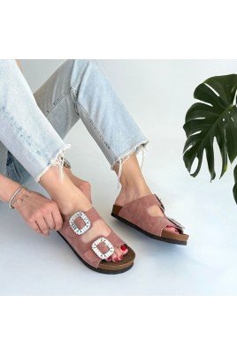 Kadın Terlik Pudra Nubuk Günlük Yazlık Rahat