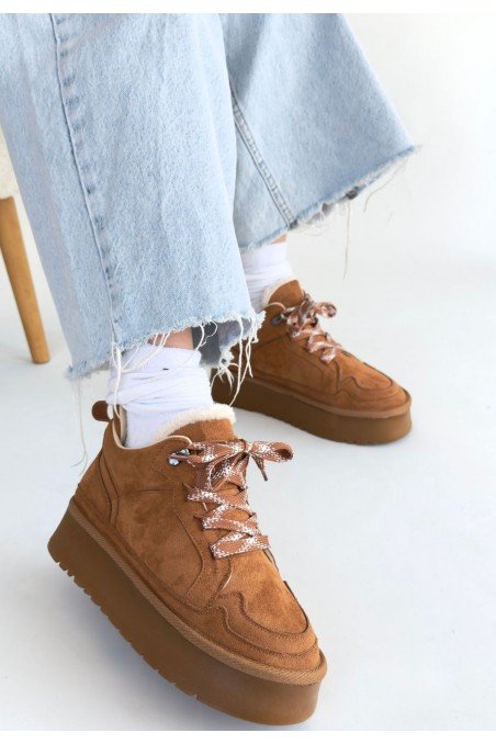 Kadın Bağcıklı Bot Taba Süet Postal Tarz Günlük & Kışlık