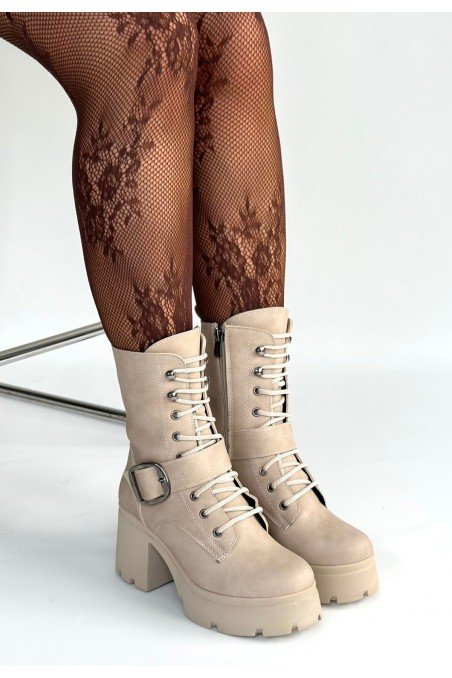 Kadın Topuklu Bot Bej Nubuk Şık Kısa Bot Günlük & Özel Gün