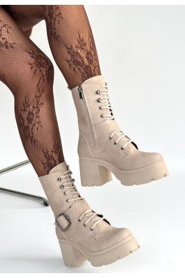 Kadın Topuklu Bot Bej Nubuk Şık Kısa Bot Günlük & Özel Gün