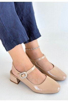 Kadın Topuklu Ayakkabı Nude Rugan Abiye & Gece Şık Ofis