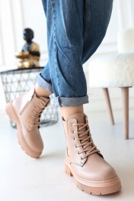 Kadın Bağcıklı Bot Nude Cilt Postal Tarz Günlük & Kışlık