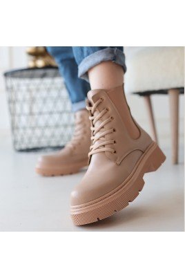 Kadın Bağcıklı Bot Nude Cilt Postal Tarz Günlük & Kışlık