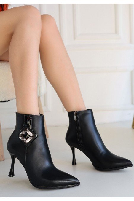 Moose Siyah Cilt Topuklu Bot