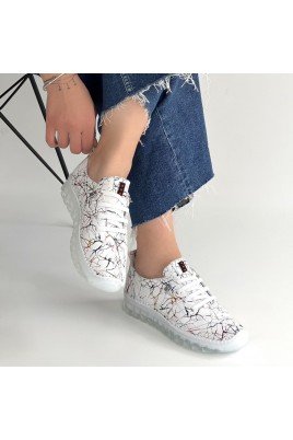 Kadın Sneaker Beyaz Deri Bağcıklı Günlük Spor Ayakkabı