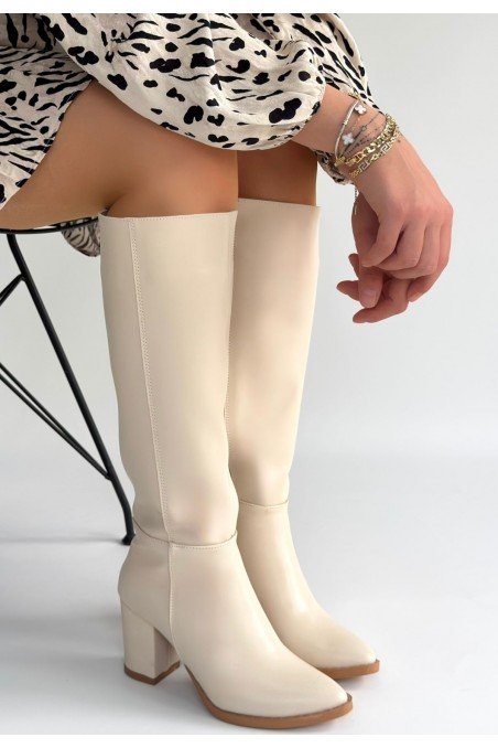 Morena Bej Cilt Bej Tabanlı Topuklu Çizme