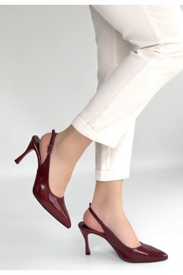 Kadın Topuklu Ayakkabı Bordo Rugan Abiye & Gece Şık Ofis