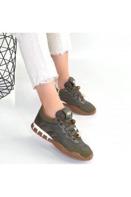 Tues Yeşik Nubuk Bağcıklı Spor Ayakkabı
