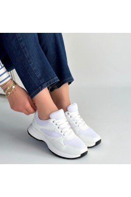 Kadın Sneaker Beyaz Cilt Bağcıklı Günlük Spor Ayakkabı
