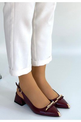 Kadın Topuklu Ayakkabı Bordo Rugan Abiye & Gece Şık Ofis