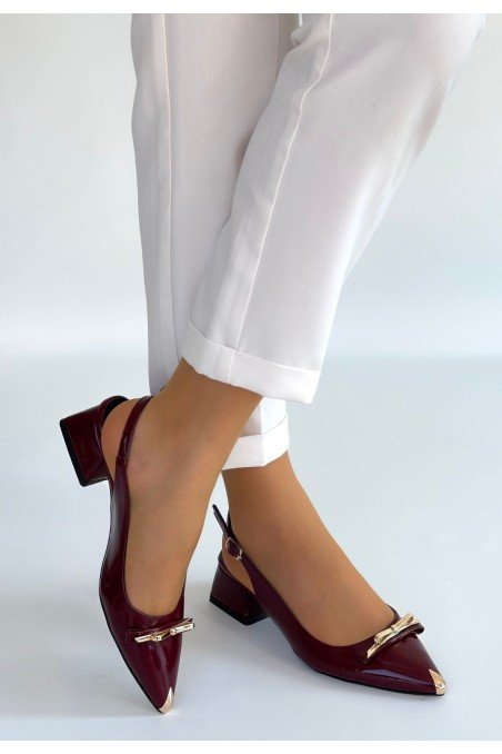 Kadın Topuklu Ayakkabı Bordo Rugan Abiye & Gece Şık Ofis