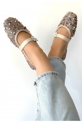 Kadın Babet Ayakkabı Bej Süet Rahat Düz Taban Günlük