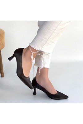 Kadın Topuklu Ayakkabı Acı Kahve Cilt Ofis & Günlük Şık