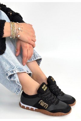 Kadın Sneaker Siyah Cilt Bağcıklı Günlük Spor Ayakkabı
