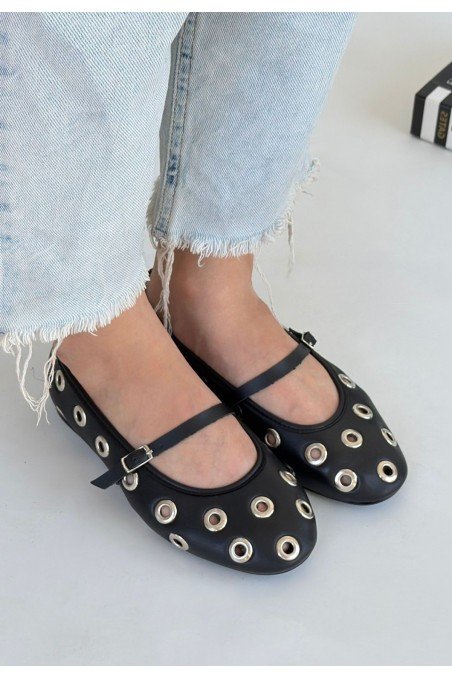 Tinta Siyah Cilt Babet Ayakkabı