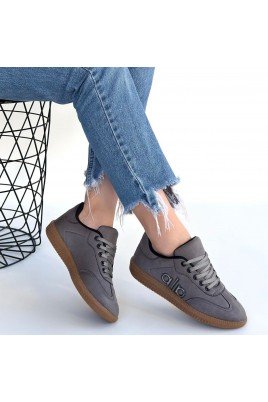 Kadın Sneaker Gri Süet Bağcıklı Günlük Spor Ayakkabı