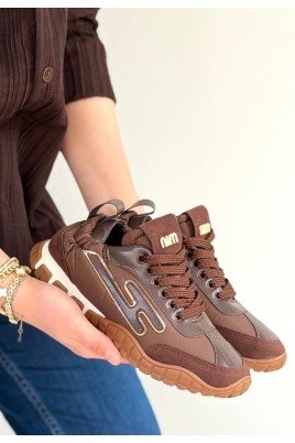 Kadın Sneaker Kahverengi Nubuk Bağcıklı Günlük Spor Ayakkabı