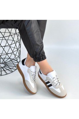 Kadın Sneaker Beyaz Cilt Bağcıklı Günlük Spor Ayakkabı
