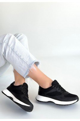 Slar Siyah Cilt Simli Bağcıklı Spor Ayakkabı