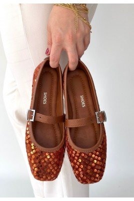 Kadın Babet Ayakkabı Taba Süet Rahat Düz Taban Günlük