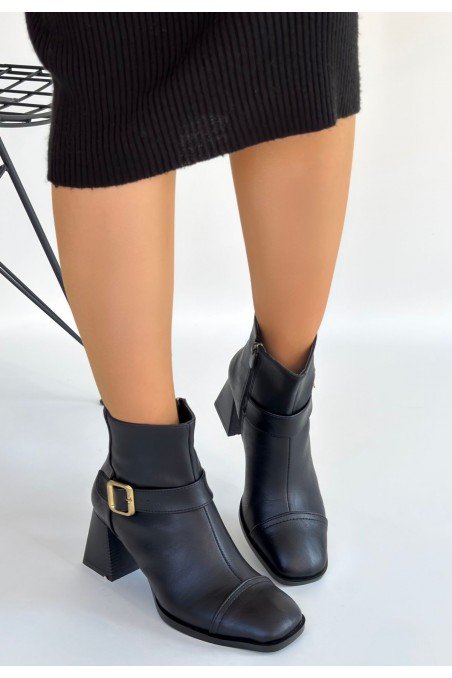 Mejjo Siyah Cilt Topuklu Bot