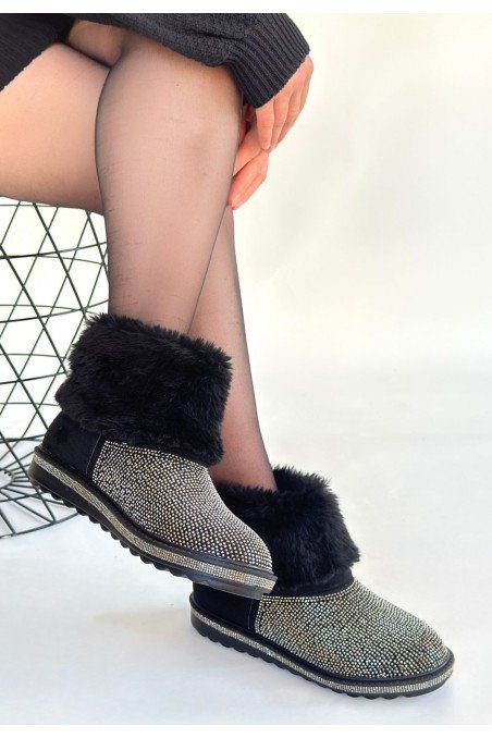 Kadın Bot Siyah Süet Kısa Bot Rahat Taban Günlük Kullanım