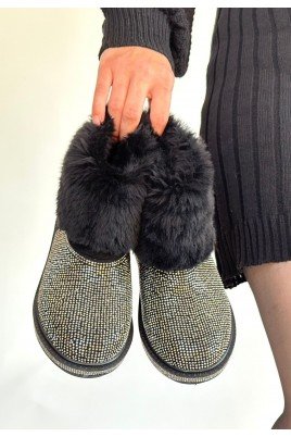 Kadın Bot Siyah Süet Kısa Bot Rahat Taban Günlük Kullanım