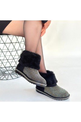 Kadın Bot Siyah Süet Kısa Bot Rahat Taban Günlük Kullanım