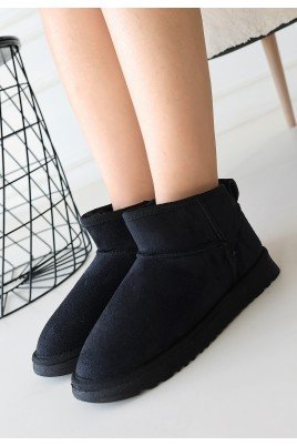 Kadın Bot Siyah Süet Kısa Bot Rahat Taban Günlük Kullanım