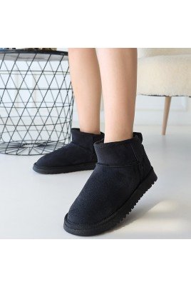 Kadın Bot Siyah Süet Kısa Bot Rahat Taban Günlük Kullanım