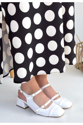 Kadın Topuklu Ayakkabı Beyaz Cilt Ofis & Günlük Şık