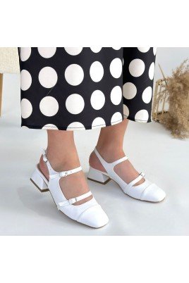 Doran Beyaz Cilt Topuklu Ayakkabı