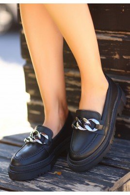 Kadın Ayakkabı Siyah Cilt Şık Günlük Kullanım 2025