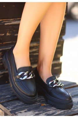 Kadın Ayakkabı Siyah Cilt Şık Günlük Kullanım 2025